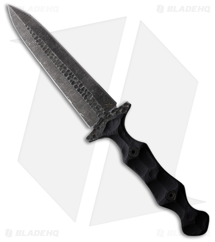 Stroup Knives Dagger Fixed Blade Knife D/E Black G-10 (5.25" Acid Wash)