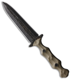 Stroup Knives Dagger Fixed Blade Knife D/E White G-10 (5.25" Acid Wash)