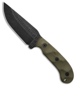 Stroup Knives GP1 Fixed Blade Knife OD Green G-10 (4.4" Black SW)