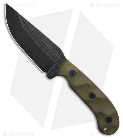 Stroup Knives GP1 Fixed Blade Knife OD Green G-10 (4.4" Black SW)