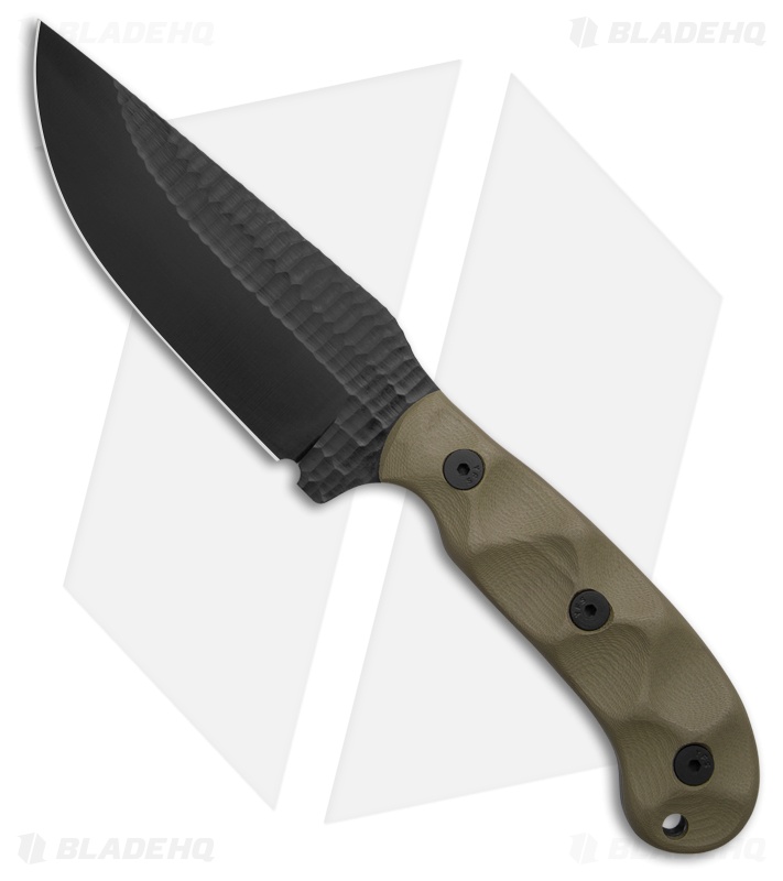 Stroup Knives GP1 Fixed Blade Knife OD Green G-10 (4.4" Black)
