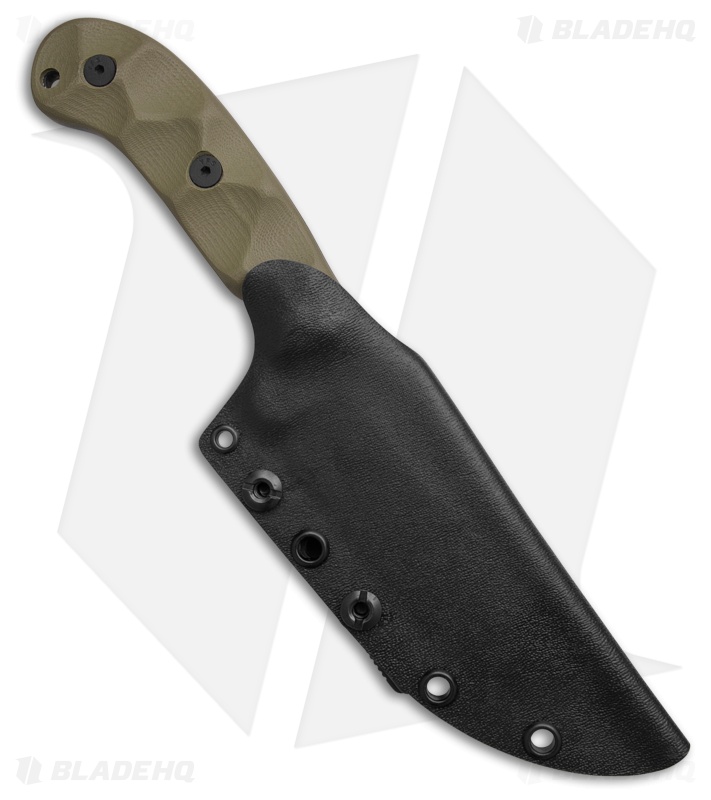 Stroup Knives GP1 Fixed Blade Knife OD Green G-10 (4.4" Black)