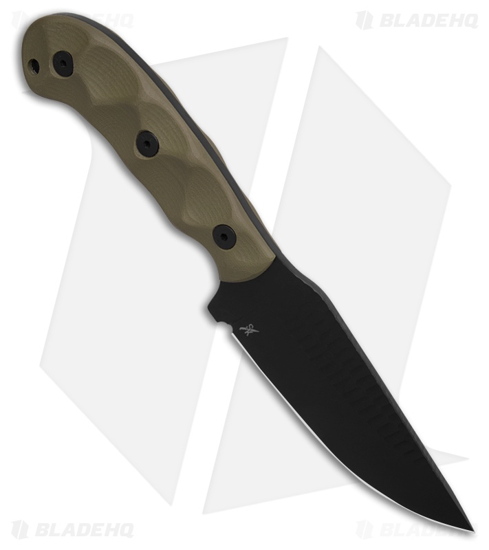 Stroup Knives GP1 Fixed Blade Knife OD Green G-10 (4.4" Black)