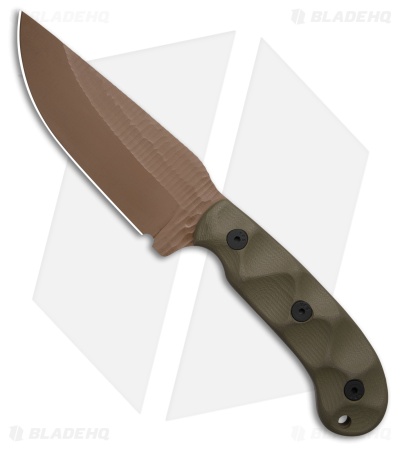 Stroup Knives GP1 Fixed Blade Knife OD Green G-10 (4.4" FDE)