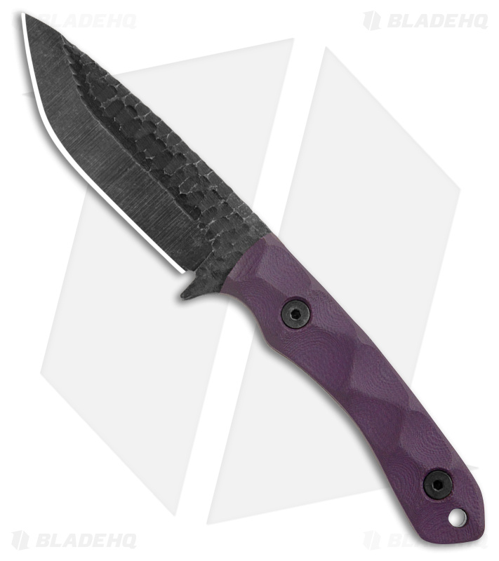 Stroup Knives GP2 Fixed Blade Knife Purple G-10 (3.75" Black Acid Wash)