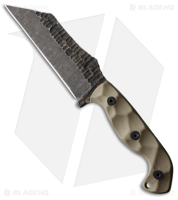 Stroup Knives TU3 Wharncliffe Fixed Blade Knife Tan G-10 (5" Acid Wash)