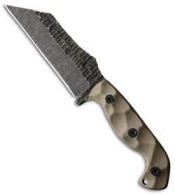 Stroup Knives TU3 Wharncliffe Fixed Blade Knife Tan G-10 (5" Acid Wash)