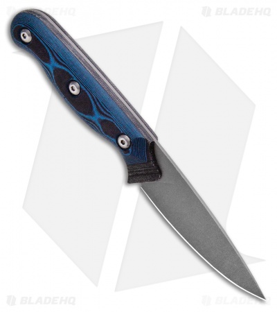 TOPS Knives Dicer 3 Drop Point Paring Knife Black/Blue G10 (3.5" Tumbled S35VN)