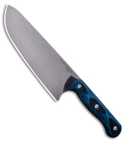 TOPS Knives Dicer 8 Drop Point Chef's Knife Black/Blue G10 (7.75&quot; Tumbled S35VN) | 108034