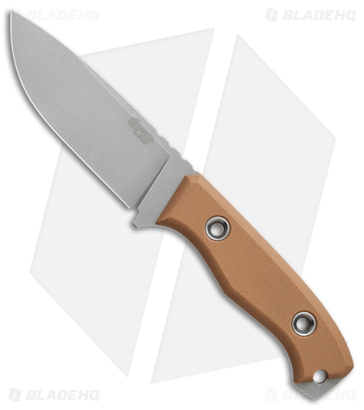 TRC Knives TR-13 Fixed Blade Knife Coyote Brown G-10 (4.5" Stonewash Elmax)