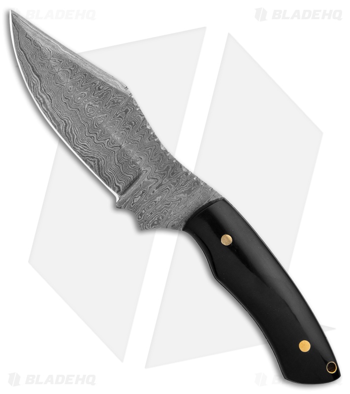 Tallen 5" Clip Point Fixed Blade Knife Dark Horn (5" Damascus)