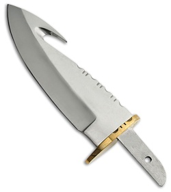 Tallen Cougar Strike Gut Hook Fixed Blade Knife Blank w/ Sheath (4" Mirror) 