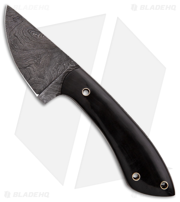 Tallen 3.25" Drop Point Fixed Blade Knife Dark Horn (3.25" Damascus)