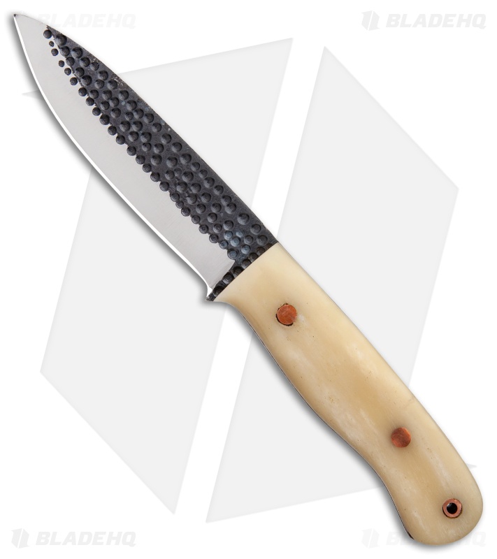 Tallen 4.5" Drop Point Fixed Blade Knife White Bone (4.5" Hammered)