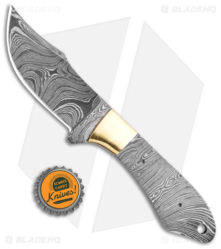 Tallen Lupine Fixed Blade Knife Brass (3.5" Damascus)