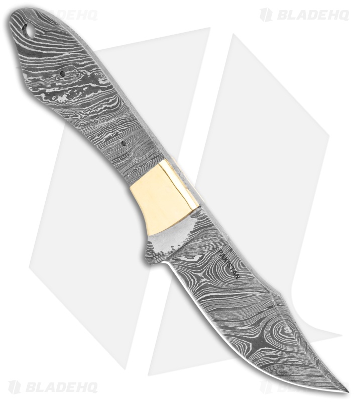 Tallen Lupine Fixed Blade Knife Brass (3.5" Damascus)