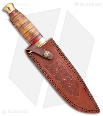 Tallen Master Hunter Bowie Fixed Blade Knife Leather (7.5" Satin) PA3385 
