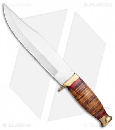 Tallen Master Hunter Bowie Fixed Blade Knife Leather (7.5" Satin) PA3385 