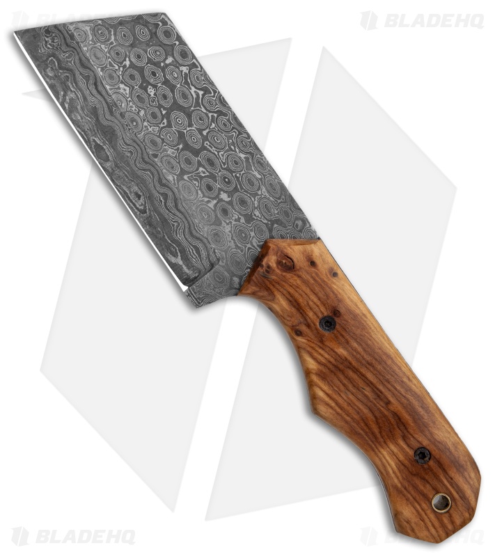 Tallen 4.5" Wharncliffe Fixed Blade Knife Wood (4.5" Raindrop Damascus)