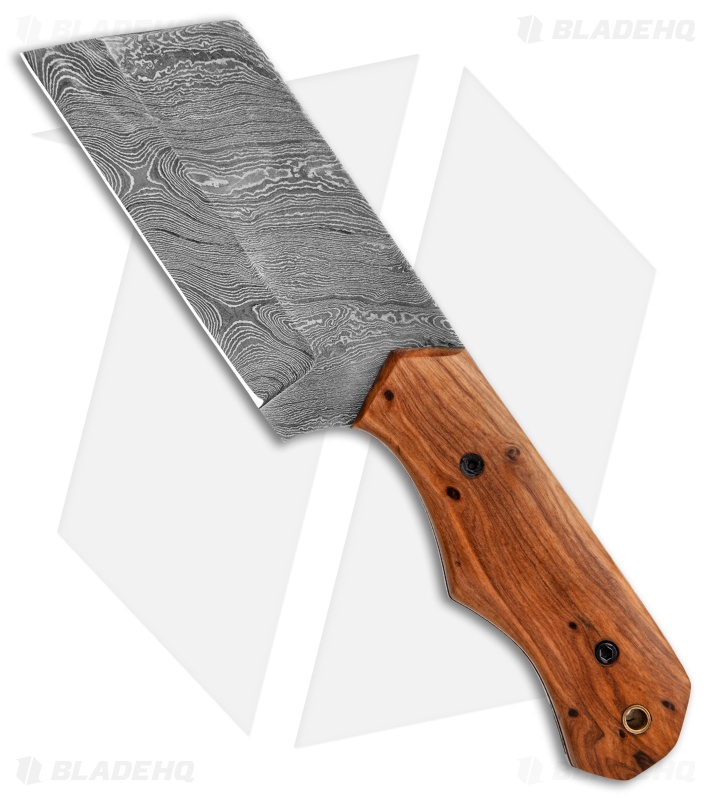 Tallen 4.5" Wharncliffe Fixed Blade Knife Wood (4.5" Twisted Damascus)