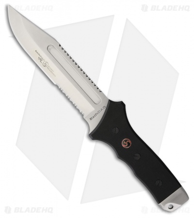 Tekut KnifeDAO Master Defense Fixed Blade Knife Black G-10 (7" Satin Serr)