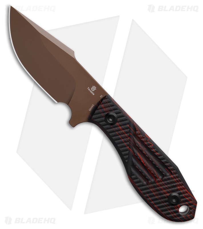 Tenable Knives Tiny Dancer Fixed Blade Knife Red/BLK G-Mascus (3.17" Rose Gold)
