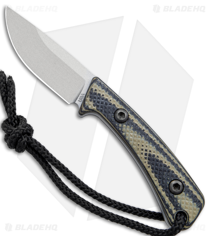 Treeman Knives EDC Silver Fixed Blade Knife Black/Green G-10 (3.1" Satin)