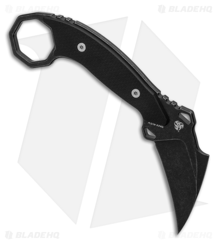 TuyaKnife Aswang Karambit Fixed Blade Knife Black G-10 (2.5" Black SW)