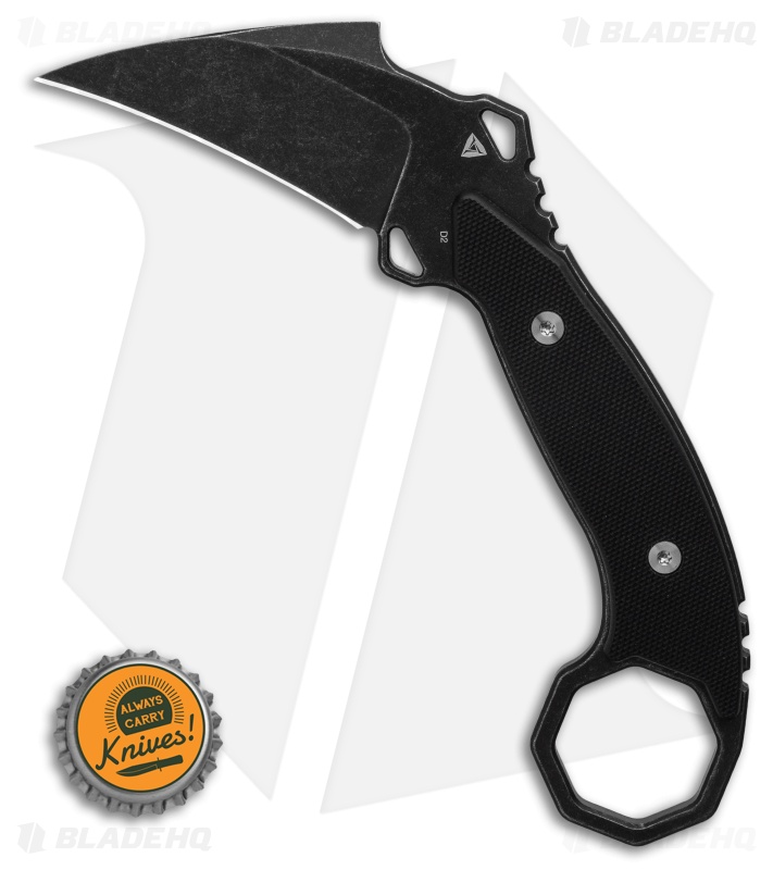 TuyaKnife Aswang Karambit Fixed Blade Knife Black G-10 (2.5" Black SW)
