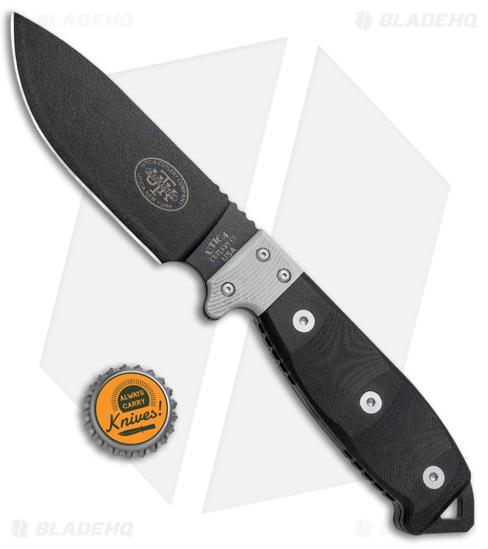 Utica Cutlery UTKS-4 Survival Series Fixed Blade Black Micarta (4.5" Black)