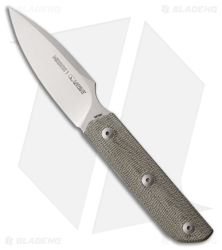 Viper Knives Mirror 1 Fixed Blade Knife Green Canvas Micarta (3.1" Stonewash)