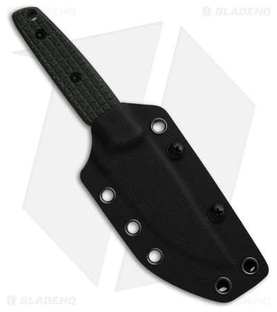 Vosteed Mink Clip Point Fixed Blade Knife Green Micarta (3.3" Black Stonewash)