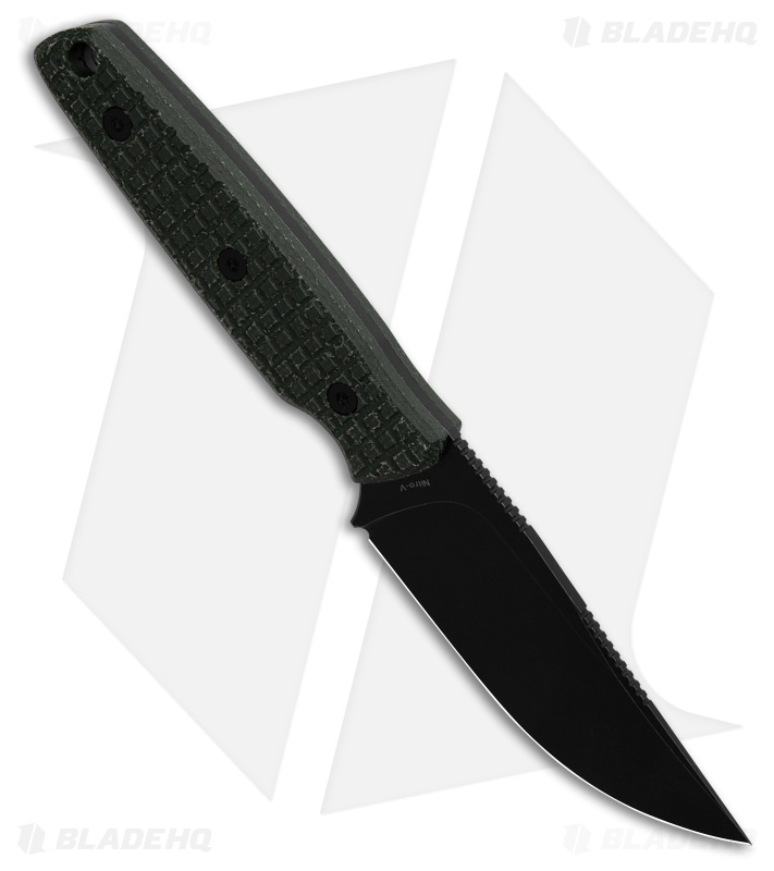 Vosteed Mink Clip Point Fixed Blade Knife Green Micarta (3.3" Black Stonewash)