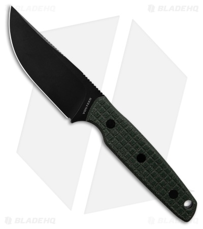 Vosteed Mink Clip Point Fixed Blade Knife Green Micarta (3.3" Black Stonewash)
