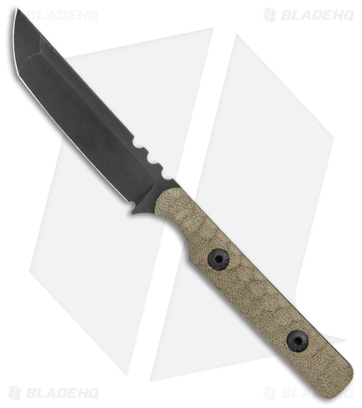 Wachtman Custom Pocket Samurai Fixed Blade Knife Green Micarta (3.2" Black)