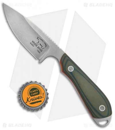 White River Knives Caper Fixed Blade Knife Green/Orange G-10 (3" Stonewash)