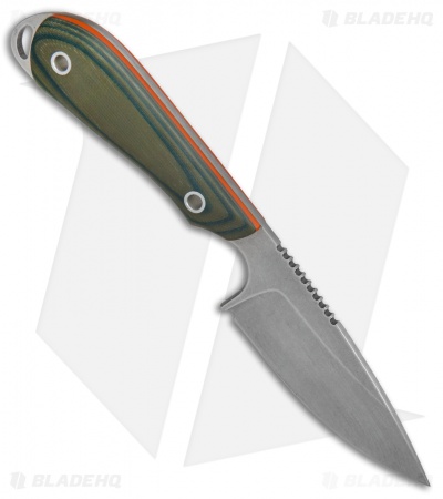 White River Knives Caper Fixed Blade Knife Green/Orange G-10 (3" Stonewash)