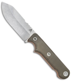 White River FC4 Firecraft Fixed Blade Knife OD Green w/ Leather Sheath (4" SW)