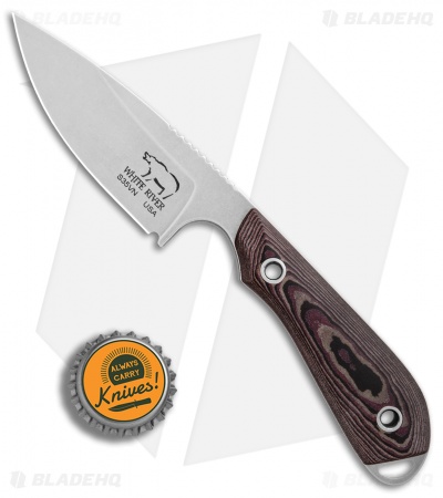White River M1 Caper Fixed Blade Knife Black/Red Richlite (3.1" Stonewash)
