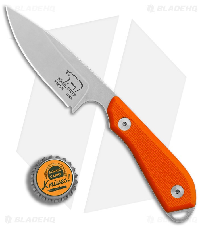 White River M1 Backpacker Pro Fixed Blade Knife Orange G-10 (3.1" Stonewash)