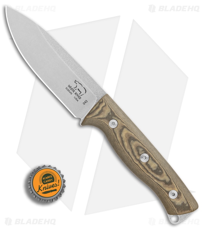 White River Ursus 45 Fixed Blade Knife Maple/Black Richlite (4.5" Stonewash) 