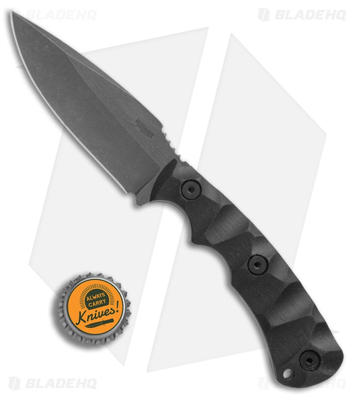 Wilmont Knives Utility Fighter Fixed Blade Knife Black G-10 (3.8" Acid SW)