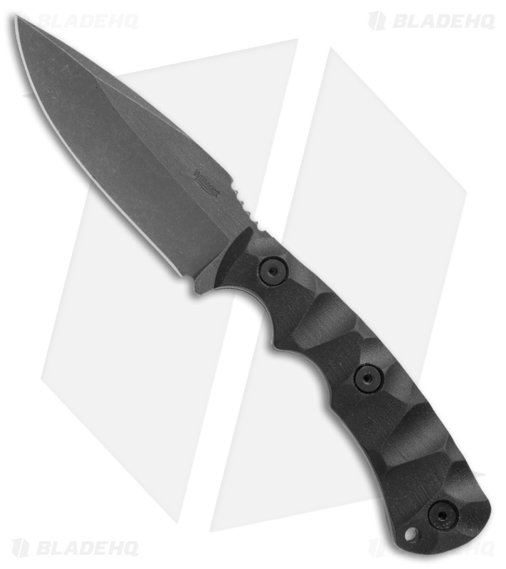 Wilmont Knives Utility Fighter Fixed Blade Knife Black G-10 (3.8" Acid SW)