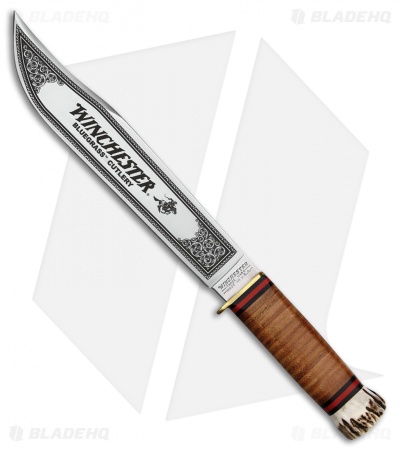 Winchester Explorer Fixed Blade Knife Stacked Leather (10" Mirror) WN104