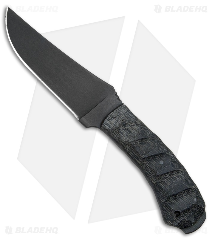 Winkler Knives Crusher Belt Knife Black Sculpted Canvas Laminat (4.875" Caswell)