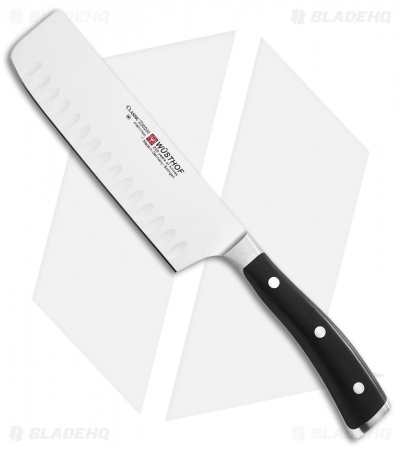 Wusthof Classic Ikon 7" Hollow Edge  Nakiri Kitchen Knife Black Polymer
