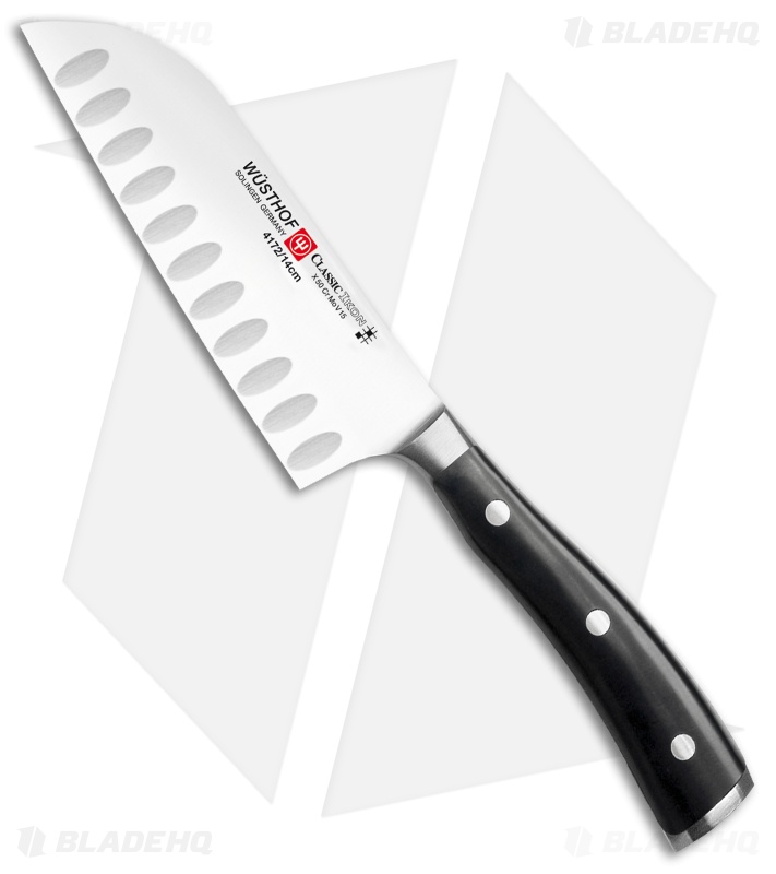 Wusthof Classic Ikon 5" Hollow Edge  Santoku Kitchen Knife Black Polymer