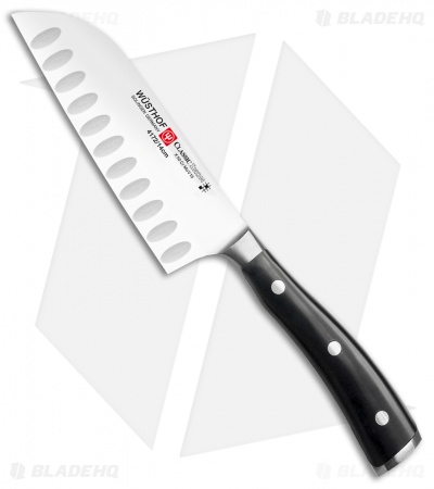 Wusthof Classic Ikon 5" Hollow Edge  Santoku Kitchen Knife Black Polymer