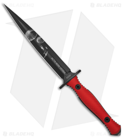 Acta Non Verba Knives Anthropoid Fixed Blade Knife Red G-10 (7.5" DLC) M500
