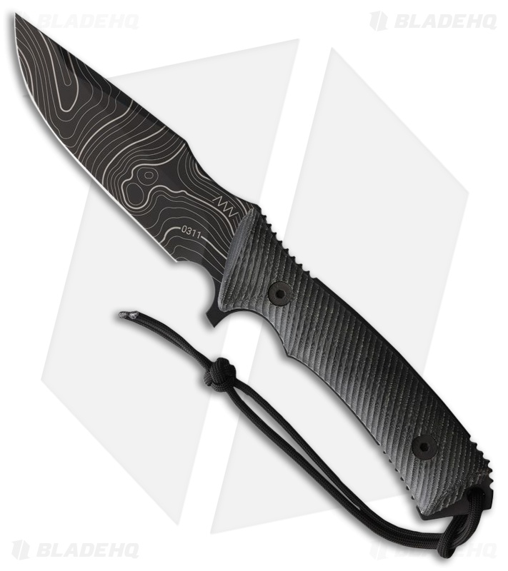 Acta Non Verba Knives M311 Spelter TOPO Fixed Blade Knife Black Micarta (5" DLC)
